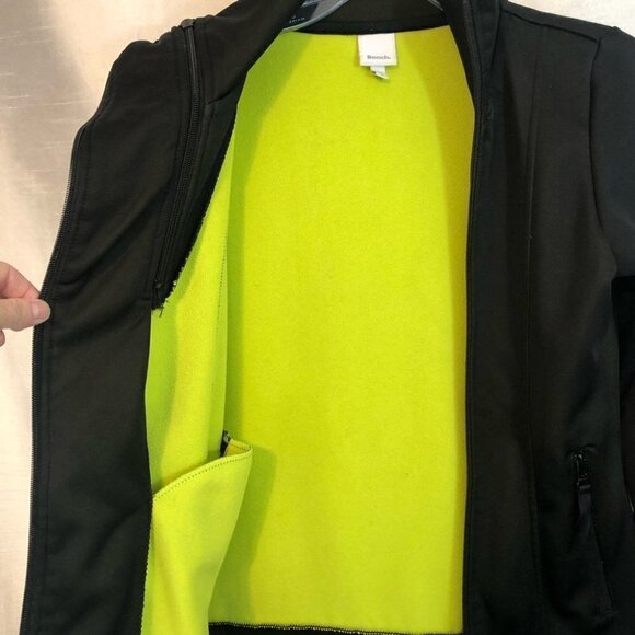 Bench Ladies Lg Polyester Jacket Black with Lime Green  Fleece Lined and Logo - Picture 8 of 16